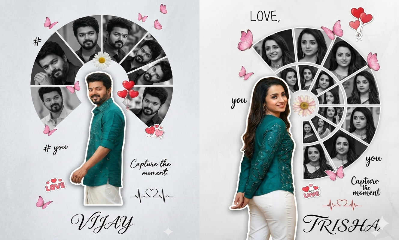 Romantic Digital Photo Collage Gemini AI Prompts